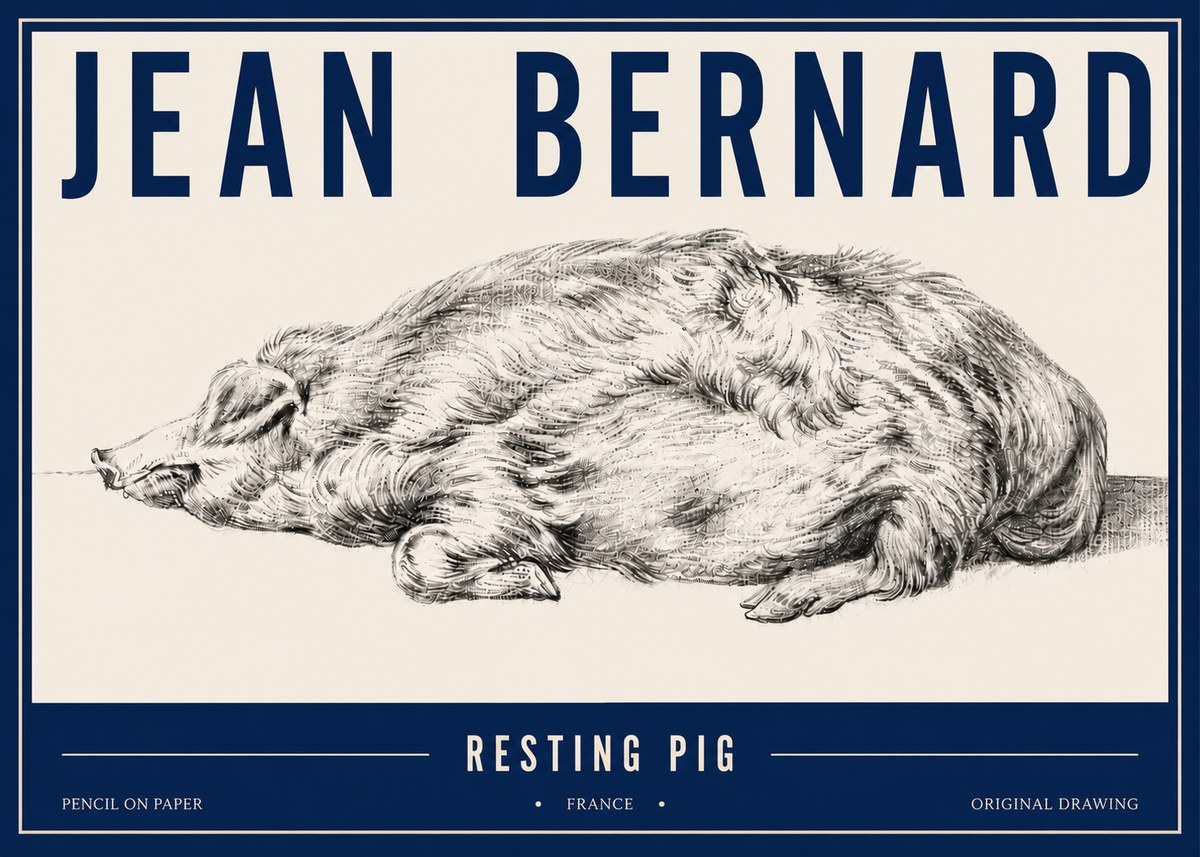 Jean Bernard Resting Pig II No5 - Plakat