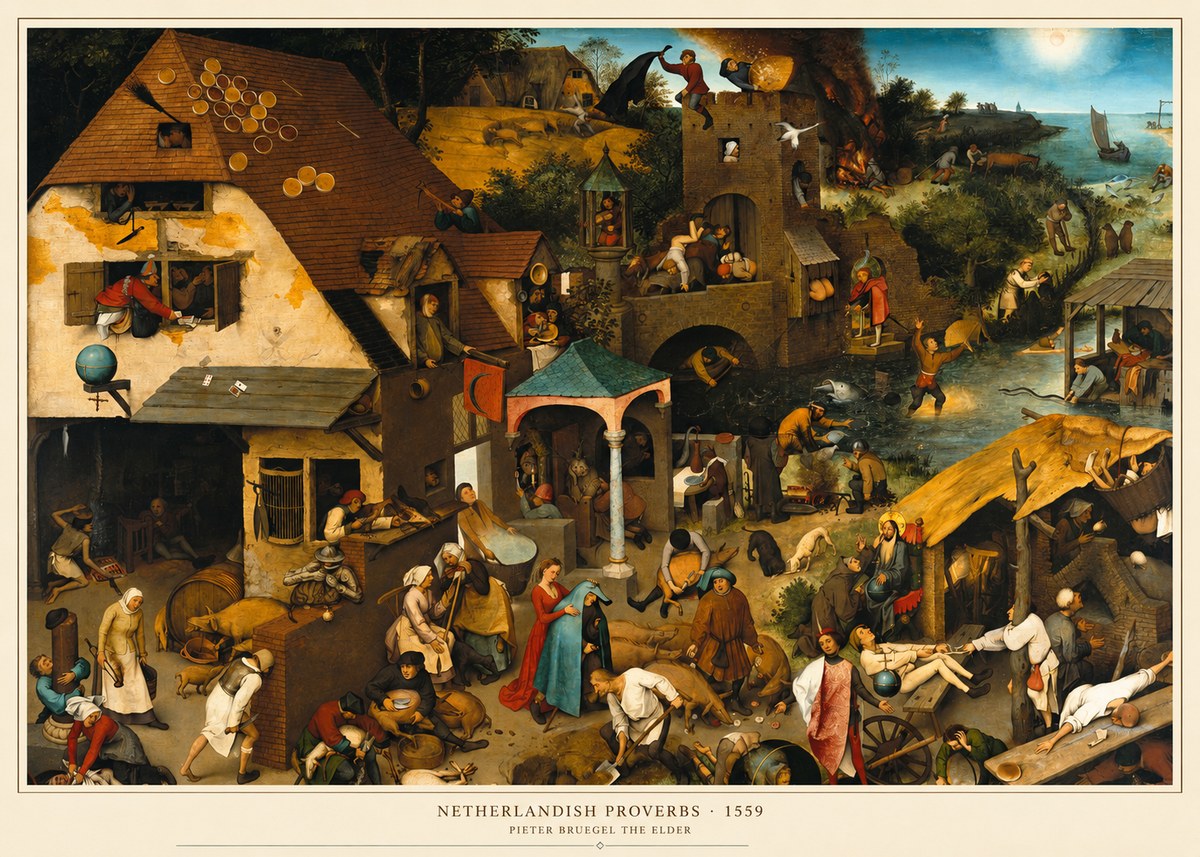 Pieter Bruegel The Netherlandish Proverbs I No6 - Plakat