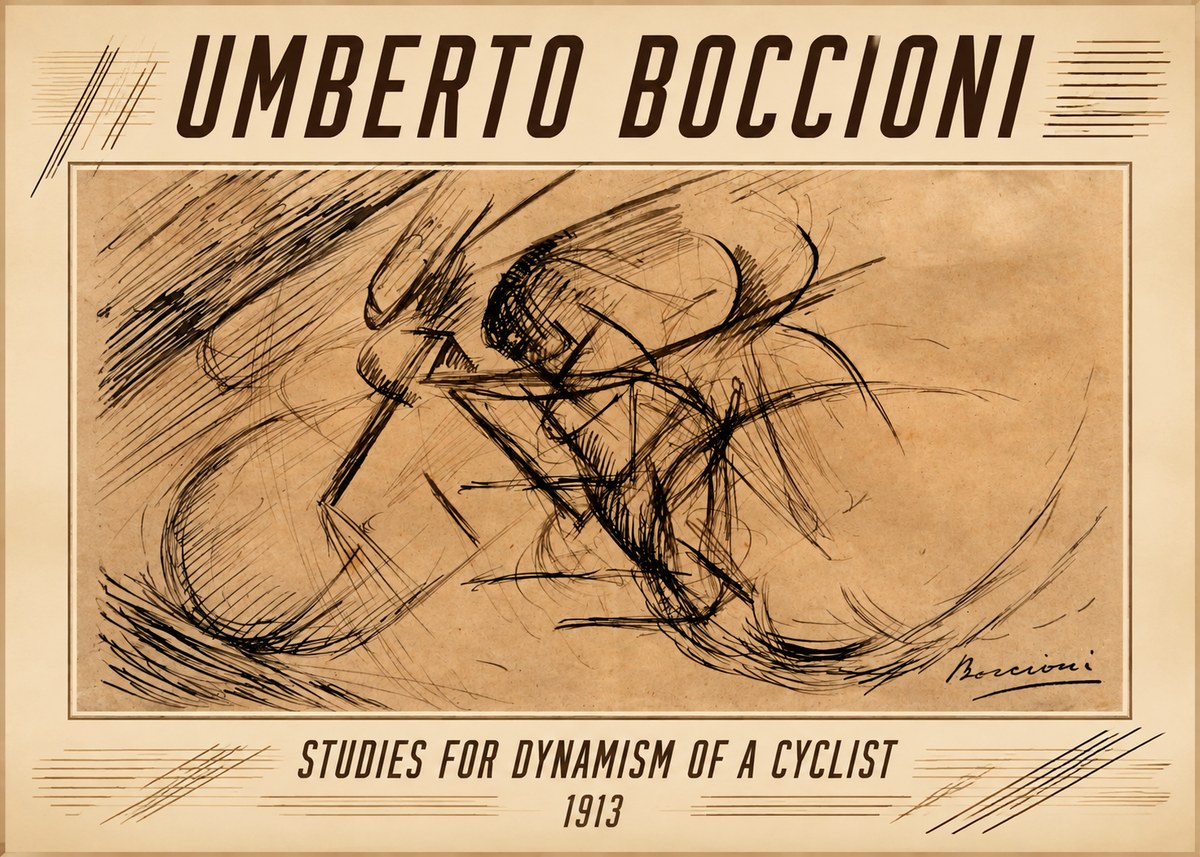 Umberto Boccioni Studies for Dynamism of a Cyclist No1 - Plakat