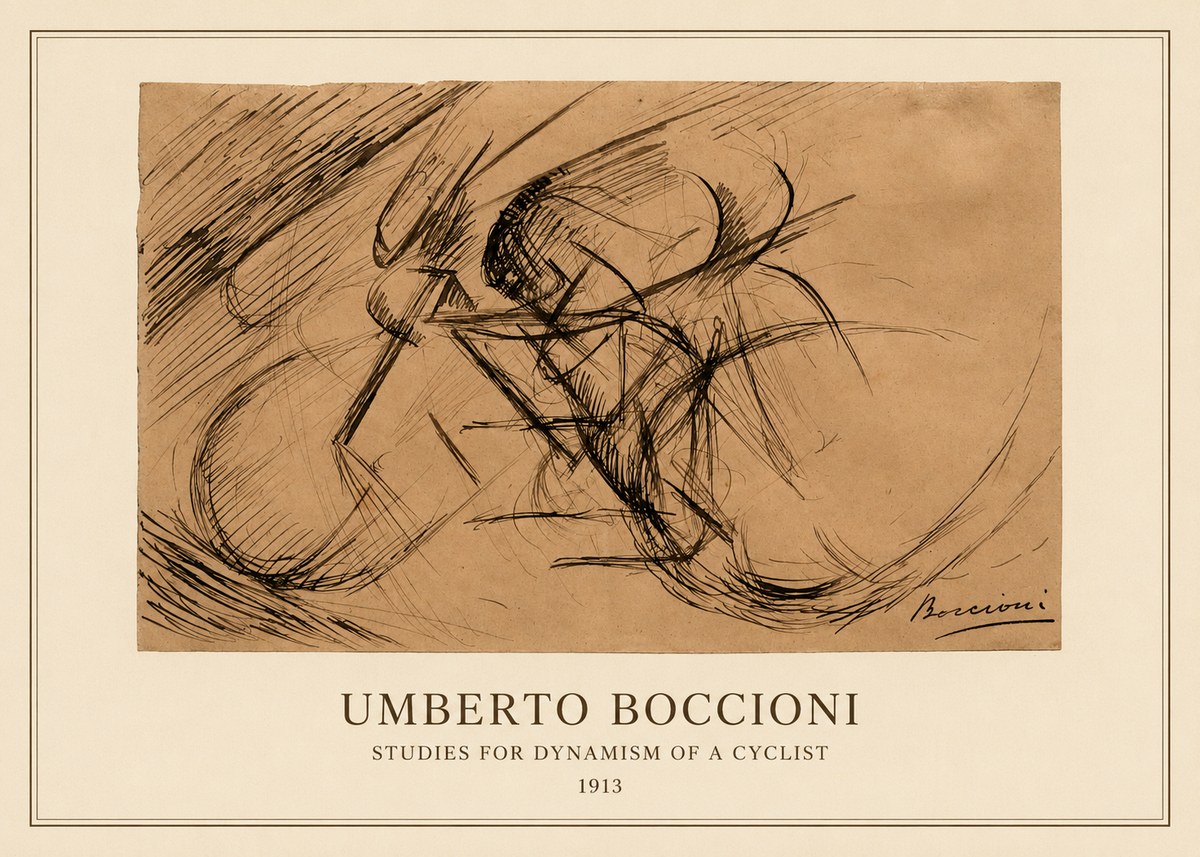 Umberto Boccioni Studies for Dynamism of a Cyclist No4 - Plakat