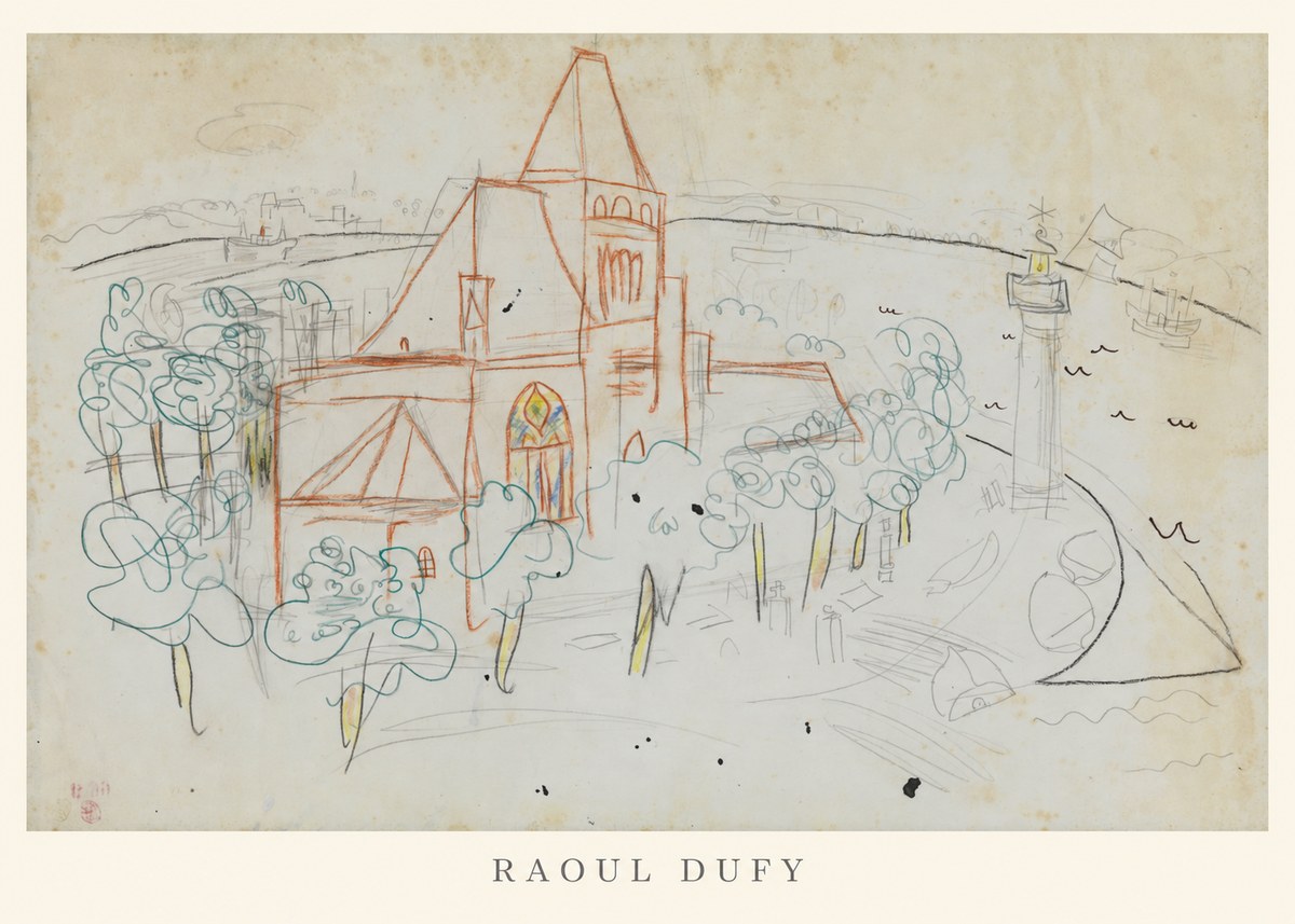 Raoul Dufy Coastal Church and Lighthouse No6 - Plakat