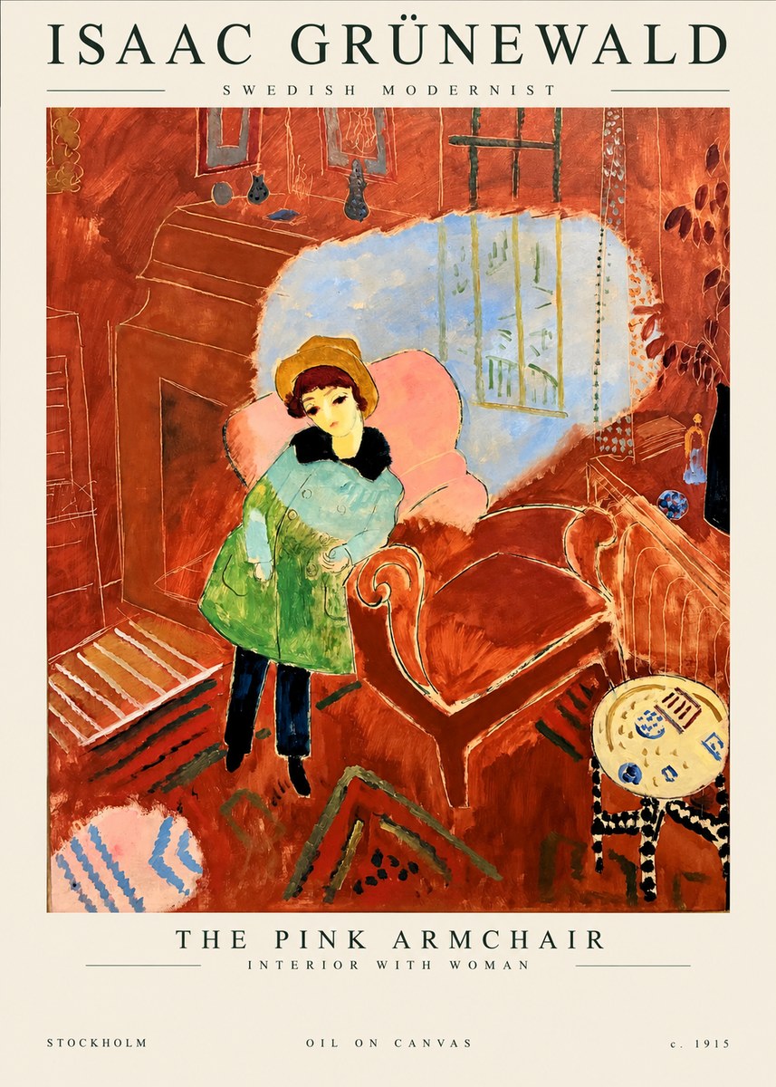 Isaac Grünewald Interior with Young Girl No2 - Plakat