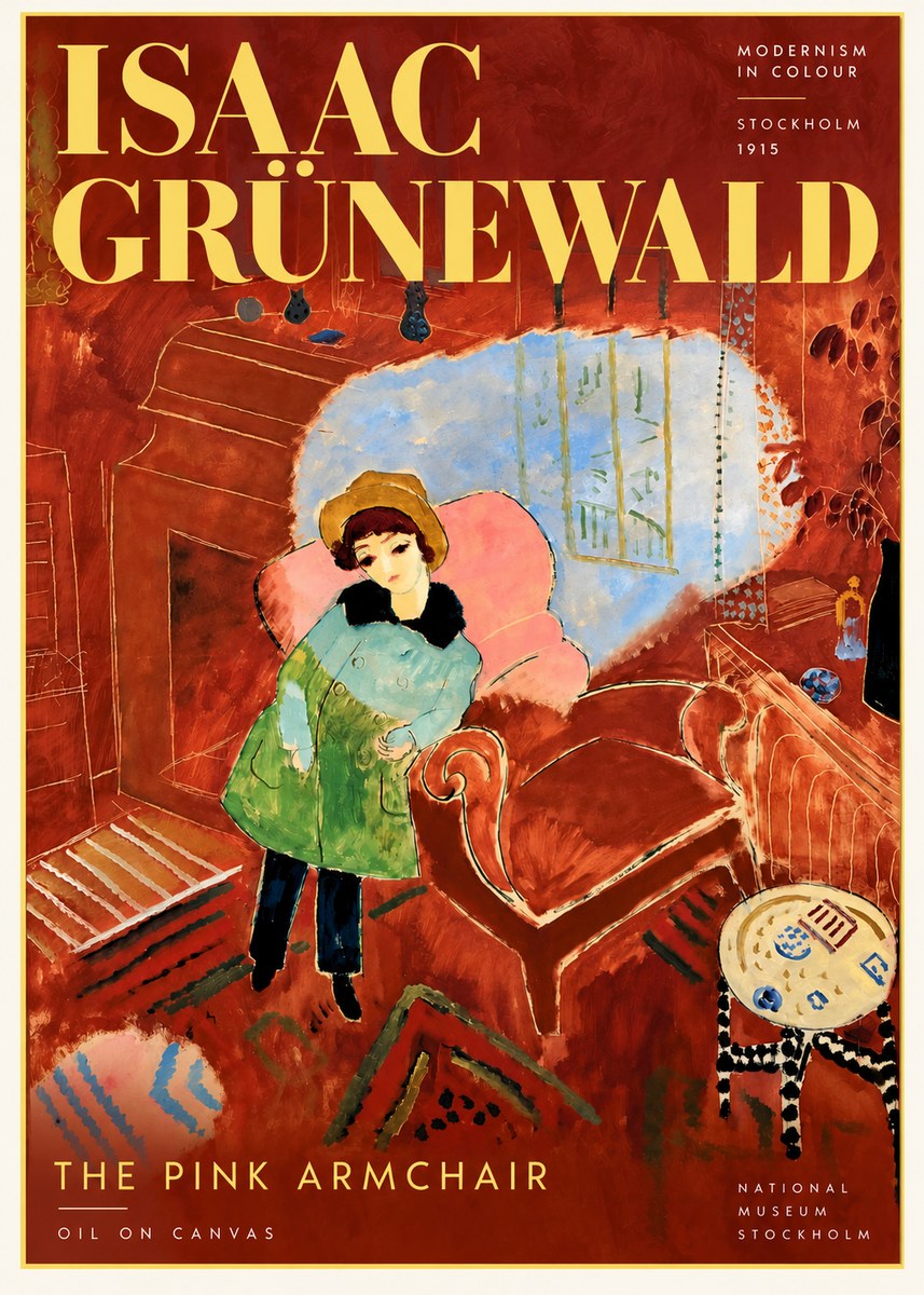 Isaac Grünewald Interior with Young Girl No6 - Plakat