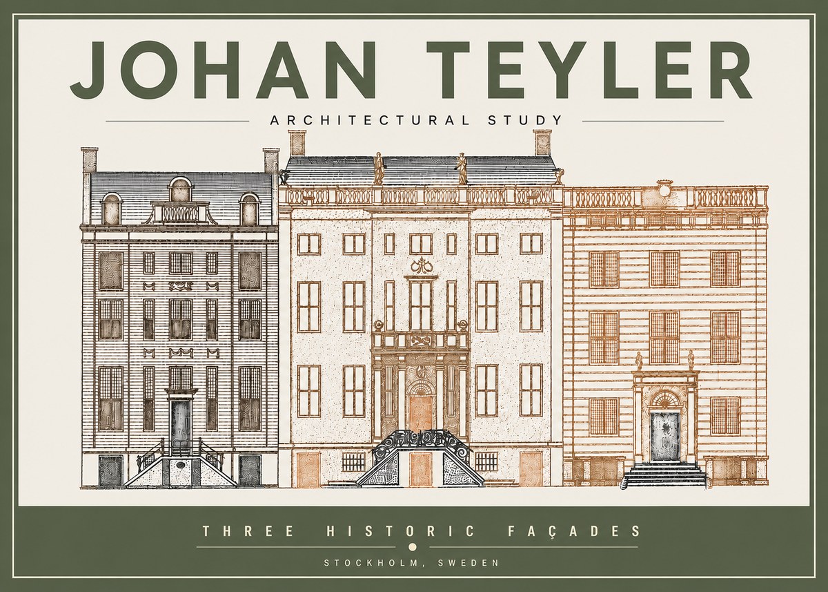 Johan Teyler Architectural Study - Three Historic Façades No3 - Plakat