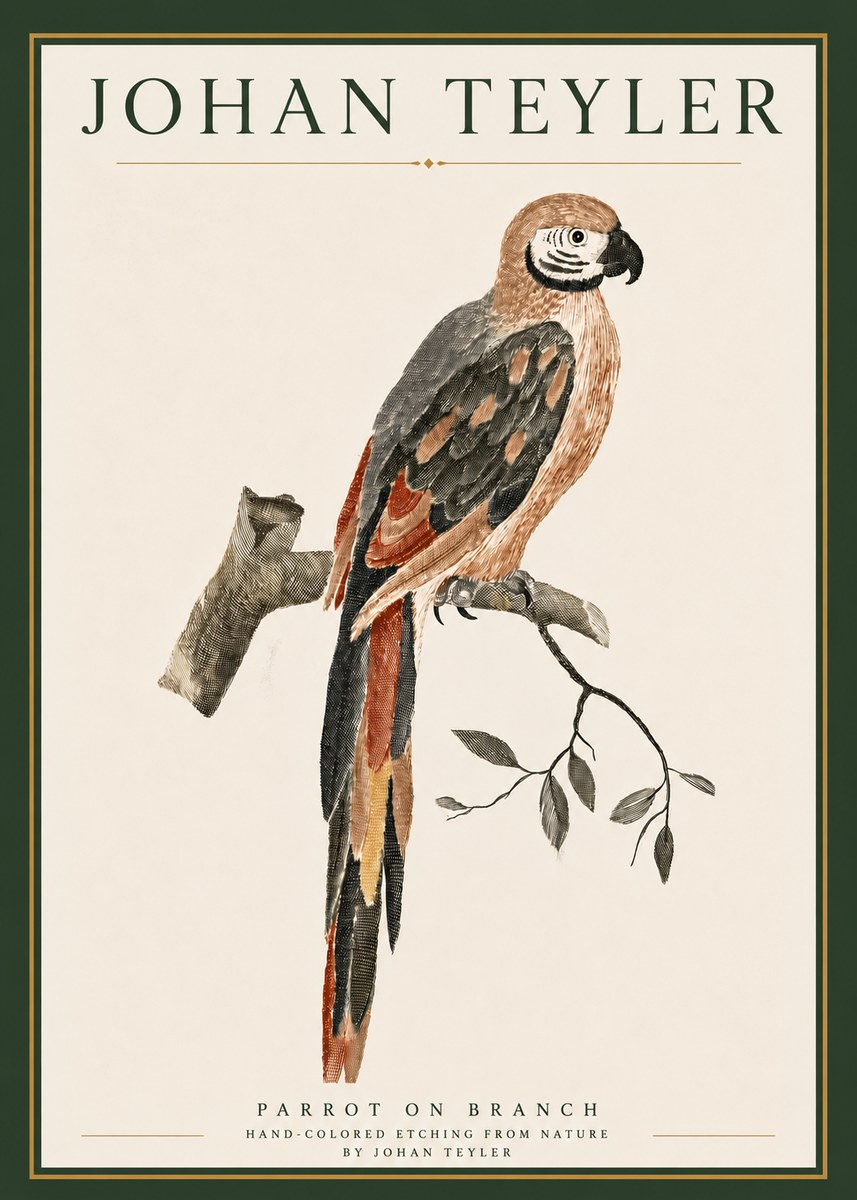 Johan Teyler Parrot on Branch No4 - Plakat