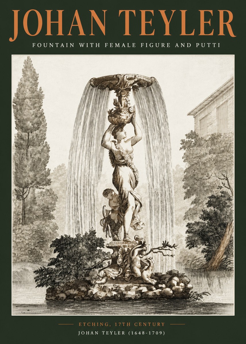 Johan Teyler Fountain with Allegorical Figures No3 - Plakat