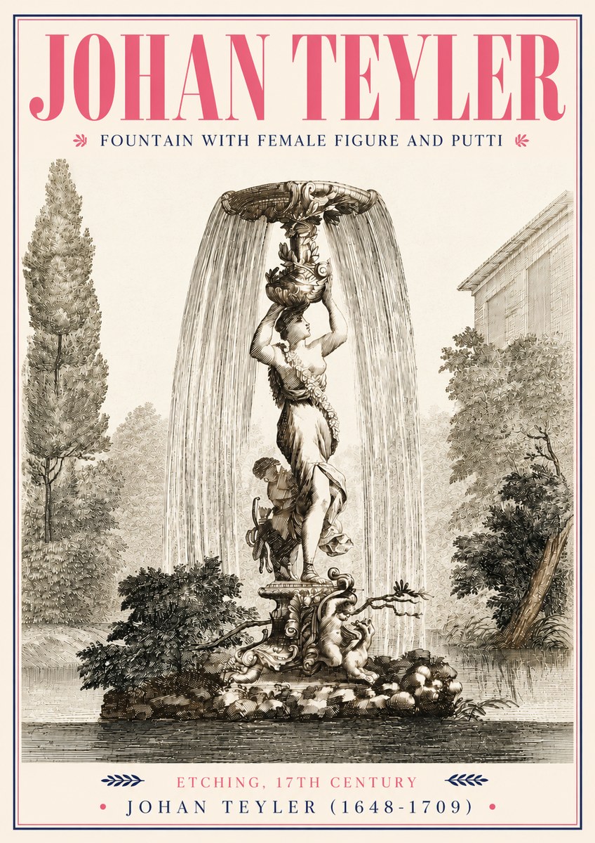 Johan Teyler Fountain with Allegorical Figures No5 - Plakat