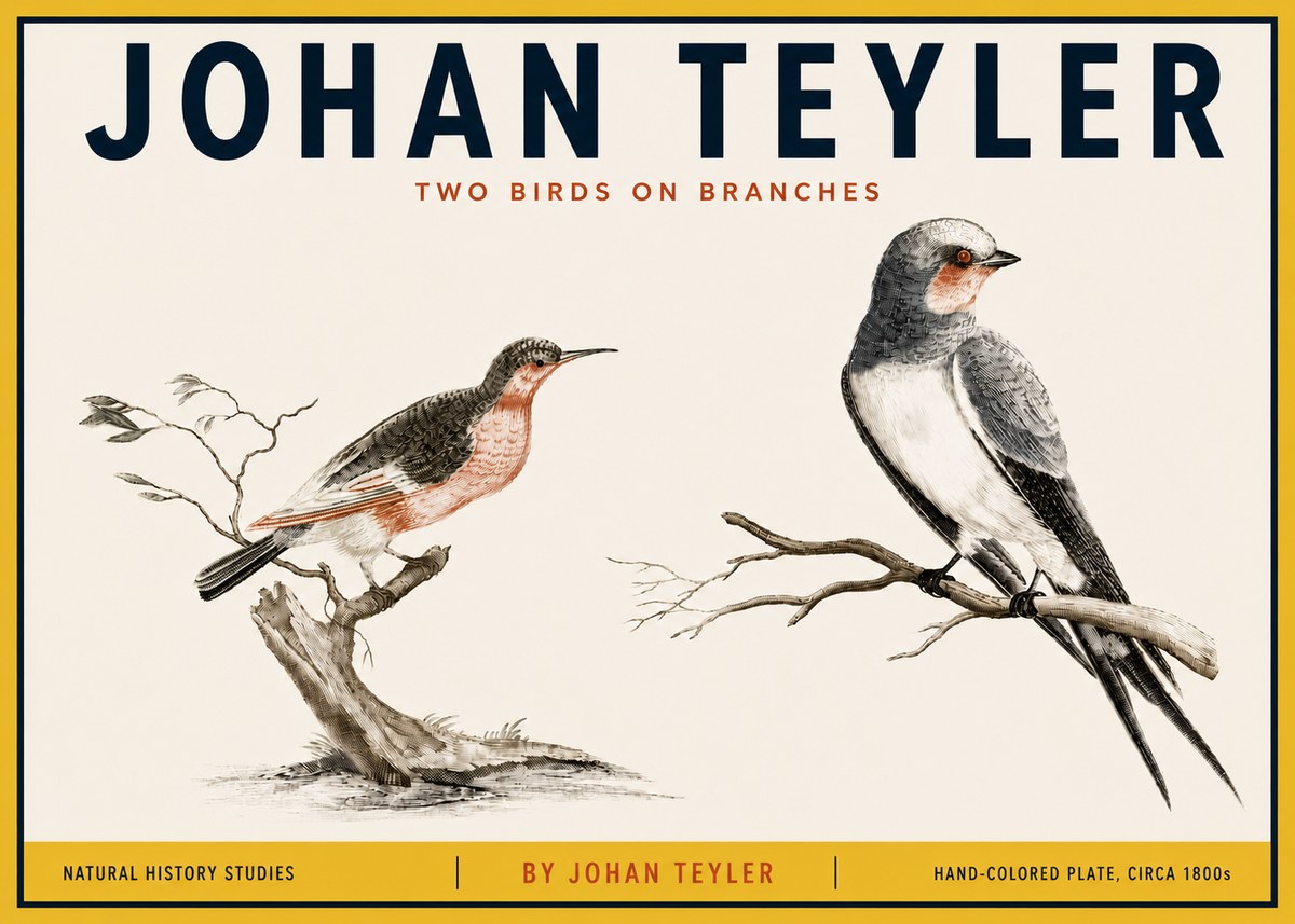 Johan Teyler Two Birds on Branches No5 - Plakat
