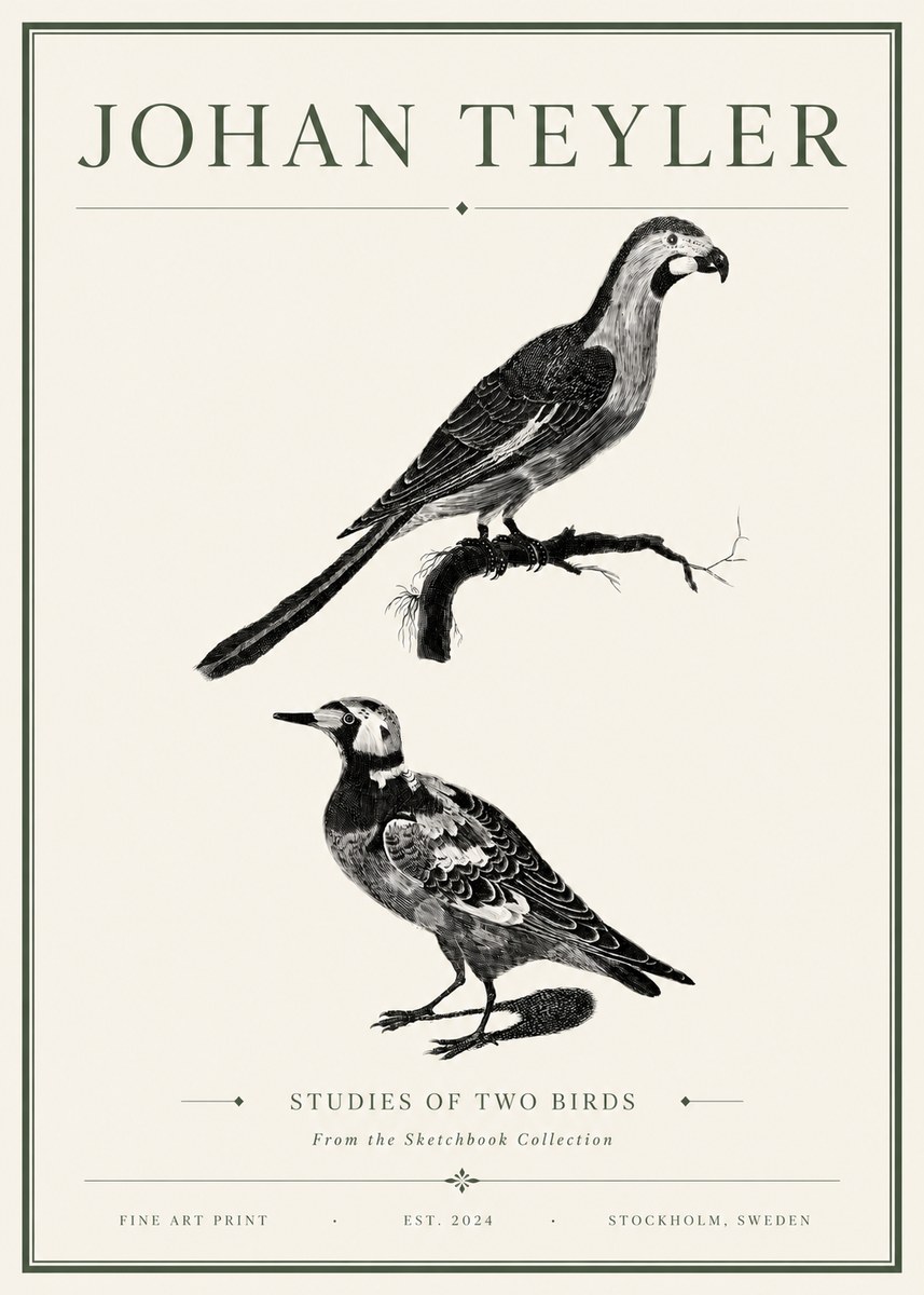 Johan Teyler Birds - Study of Two Species No6 - Plakat
