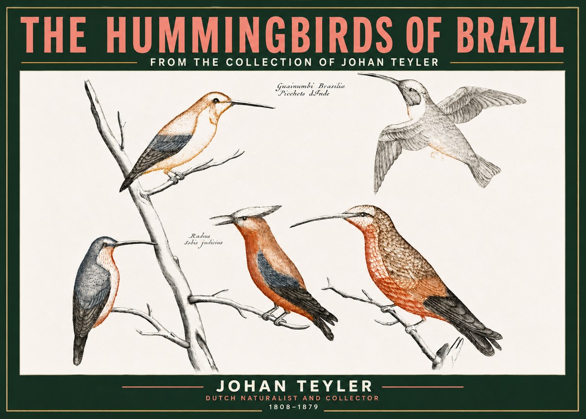 Johan Teyler The Hummingbirds of Brazil from the Collection of Johan Teyler No2 - Plakat