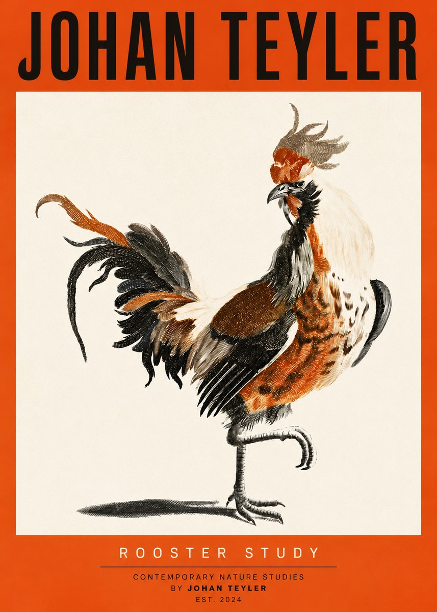Johan Teyler Rooster Study No2 - Plakat