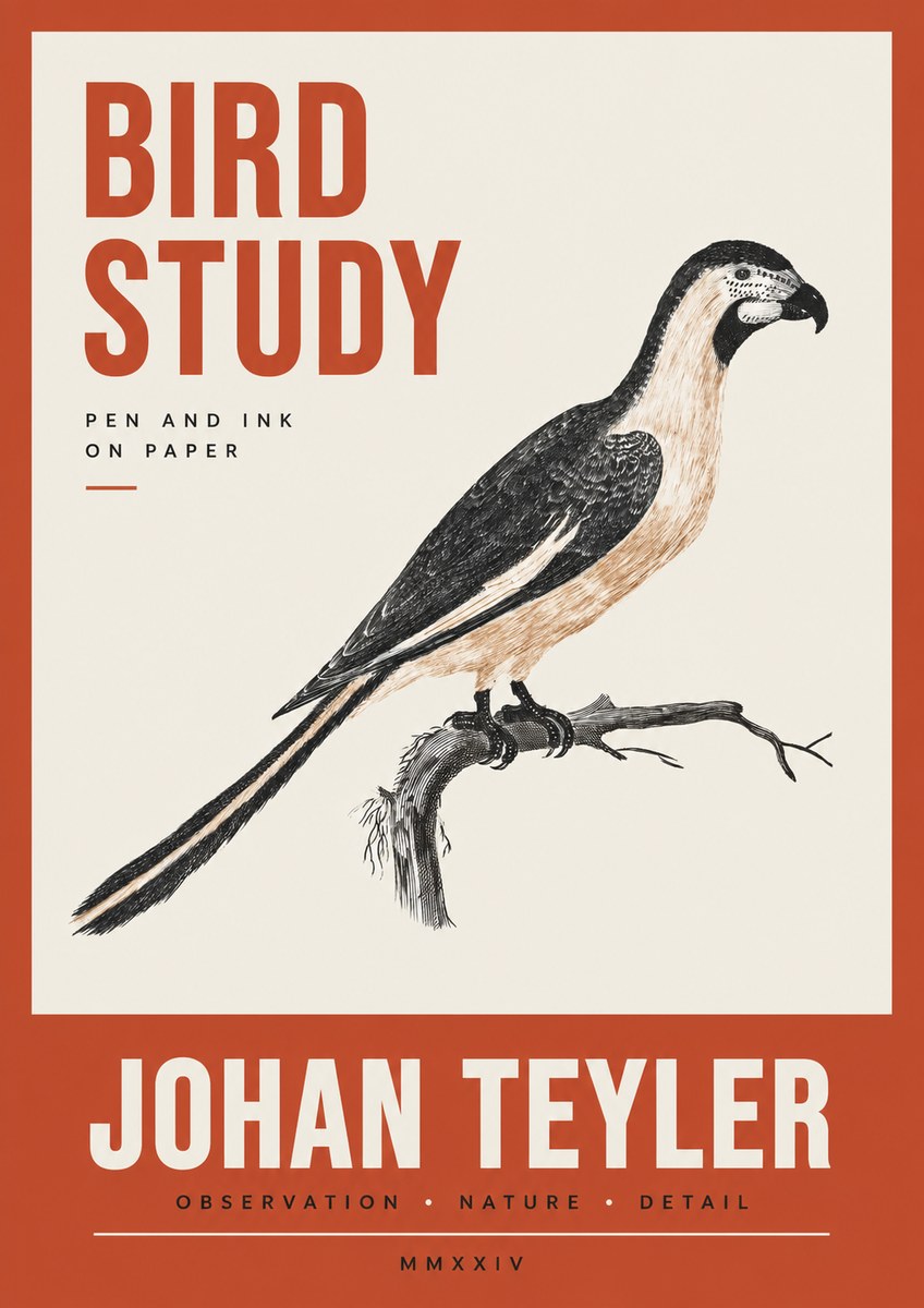 Johan Teyler Bird Study I No3 - Plakat
