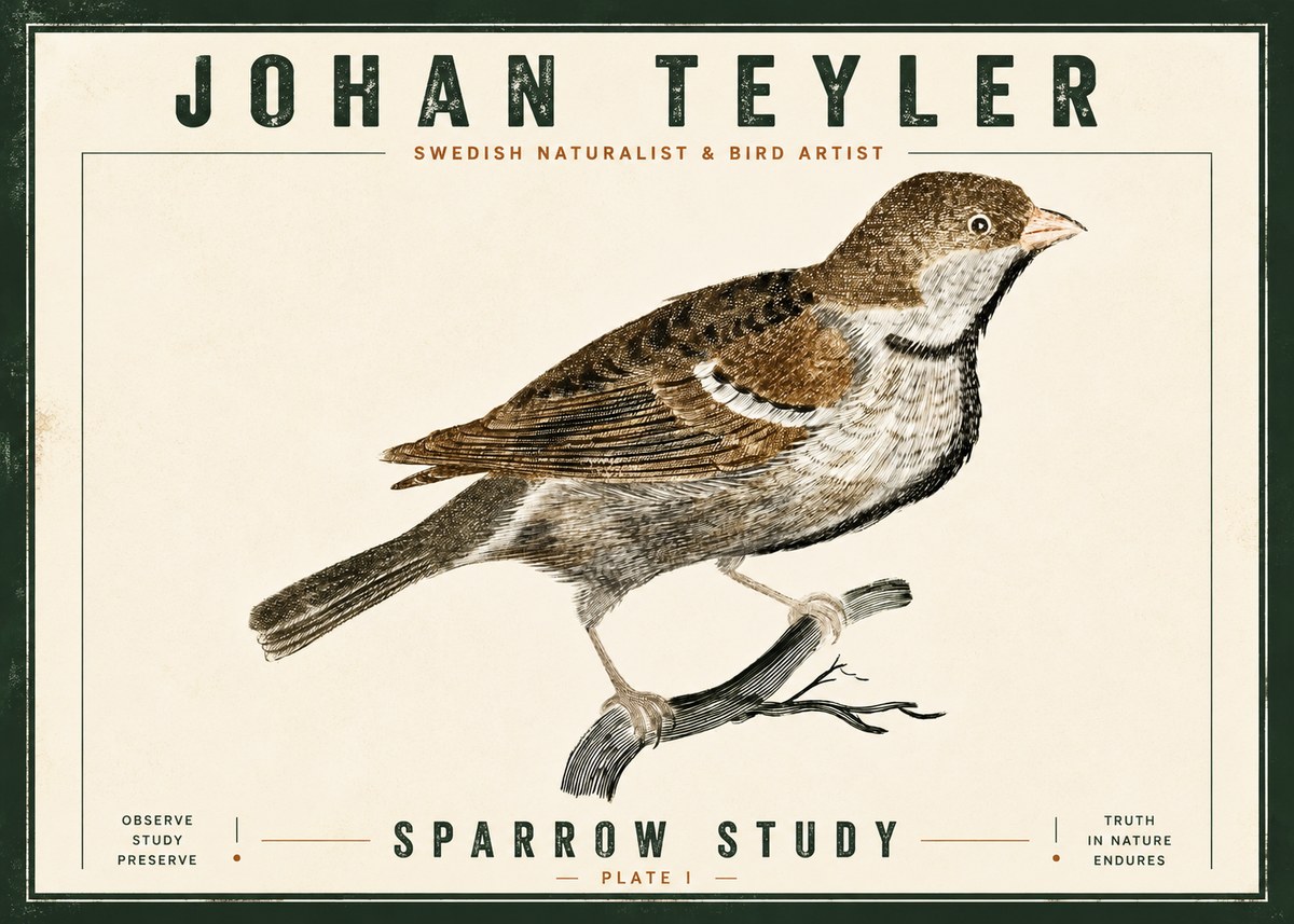 Johan Teyler Sparrow Study No5 - Plakat