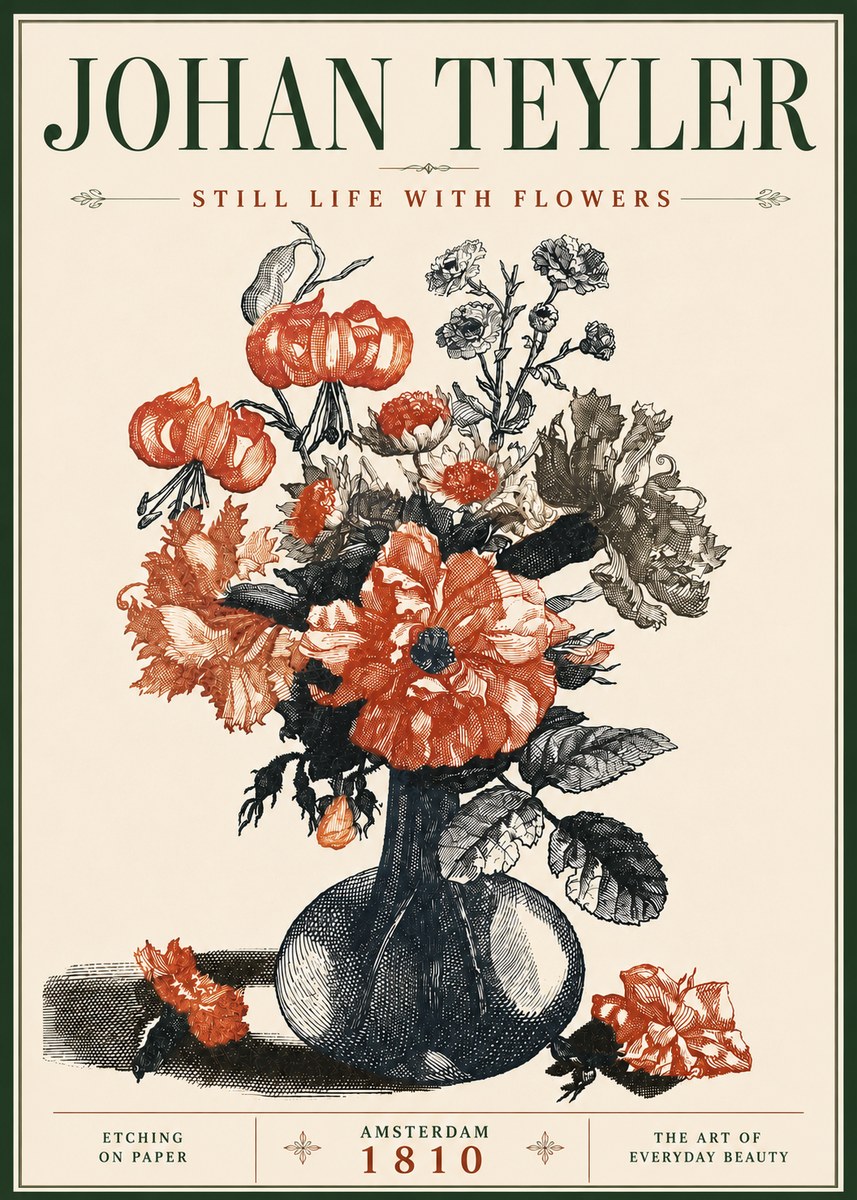 Johan Teyler Still Life with Flowers No6 - Plakat