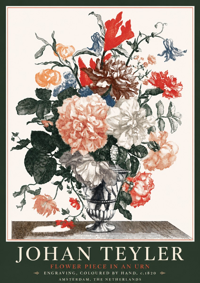 Johan Teyler Flower Piece in an Urn II No4 - Plakat