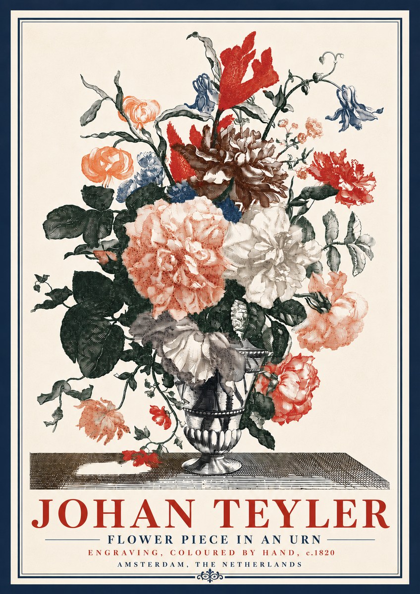 Johan Teyler Flower Piece in an Urn II No6 - Plakat