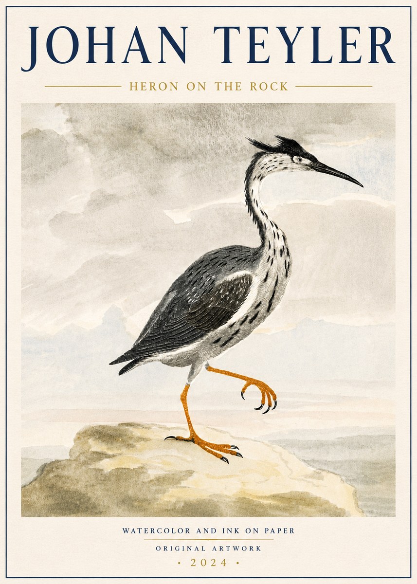 Johan Teyler Heron on the Rock No6 - Plakat