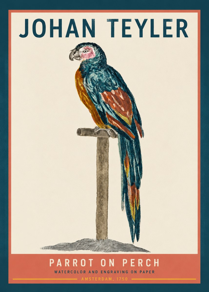 Johan Teyler Parrot on Perch No2 - Plakat