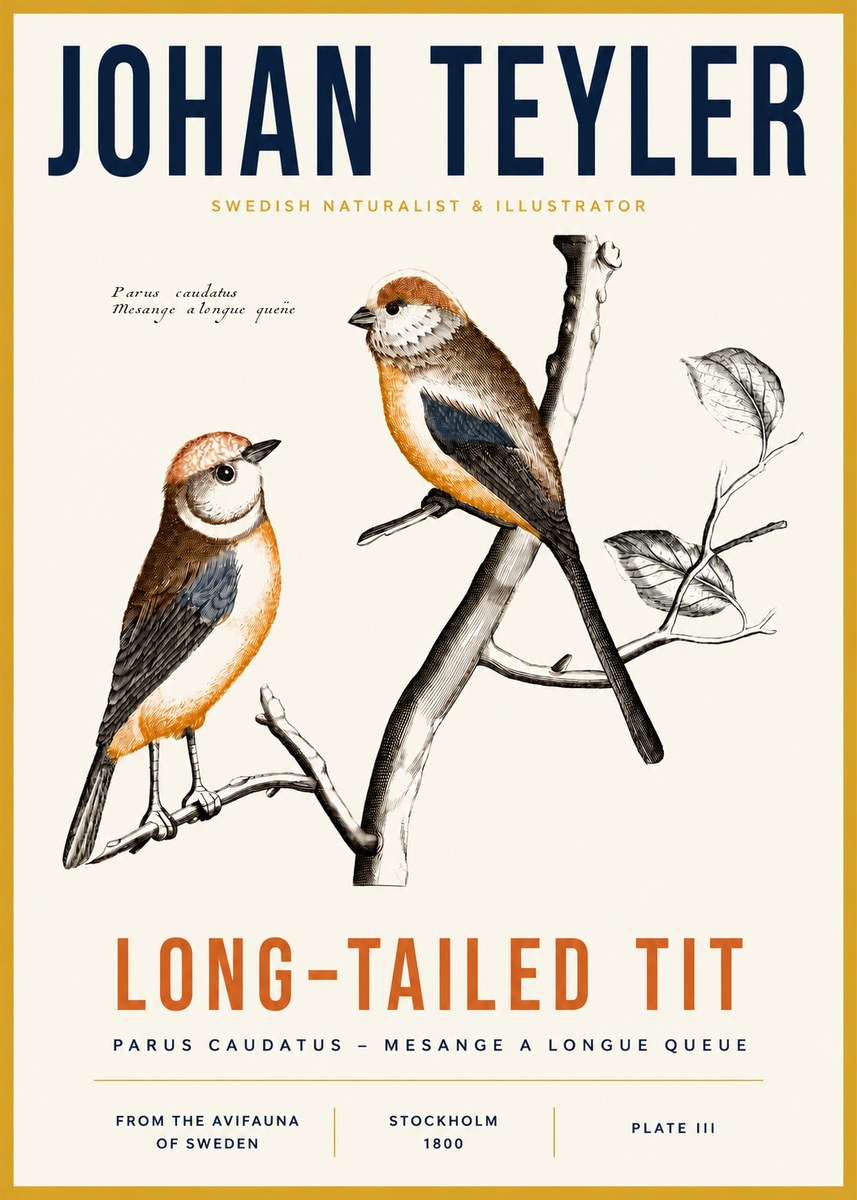 Johan Teyler Long-tailed Tit No3 - Plakat