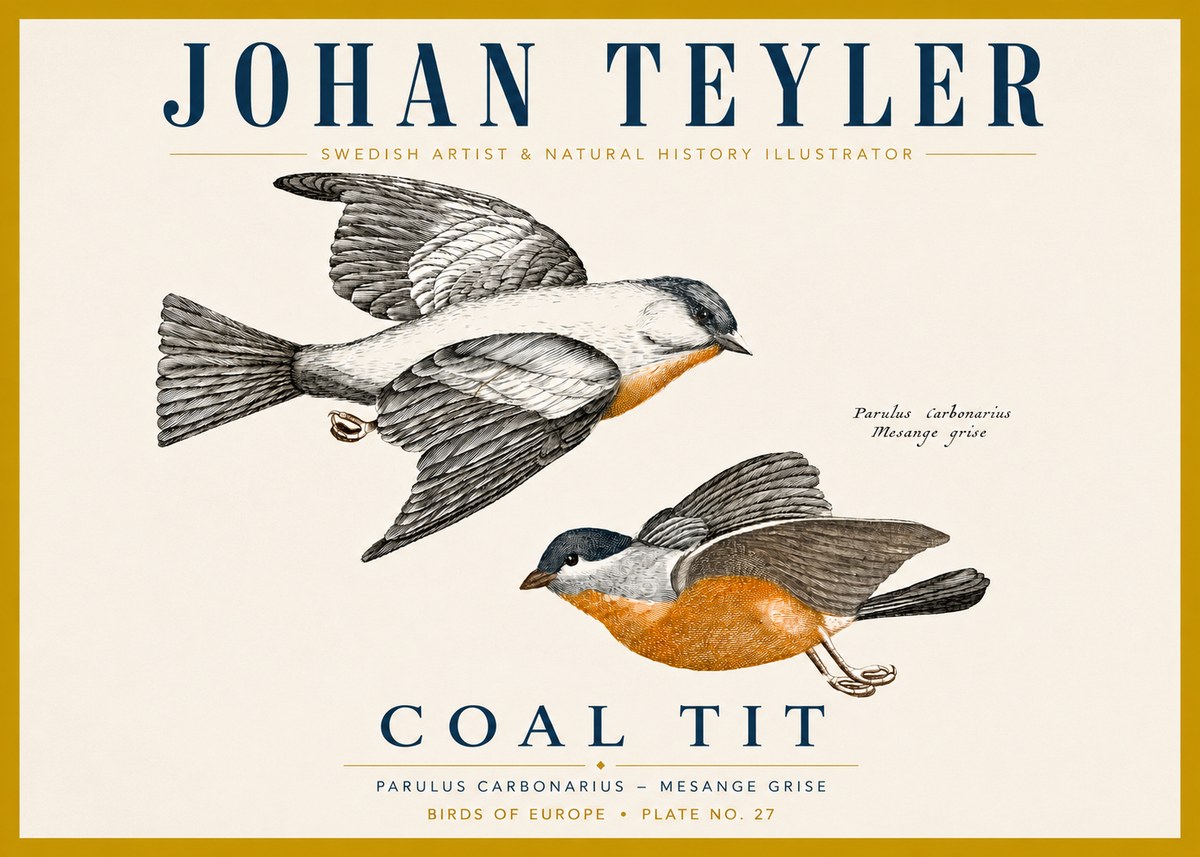 Johan Teyler Coal Tit No4 - Plakat