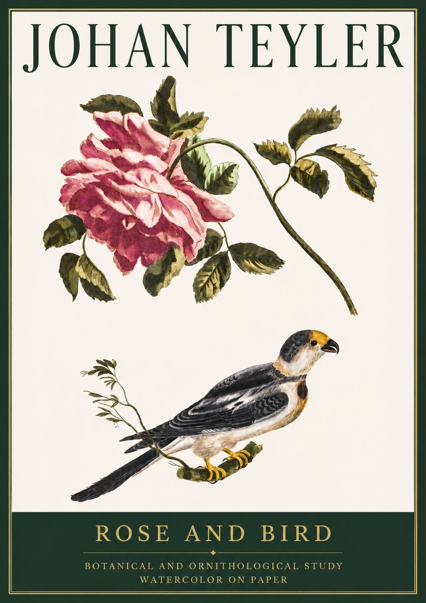 Johan Teyler Rose and Bird I No5 - Plakat