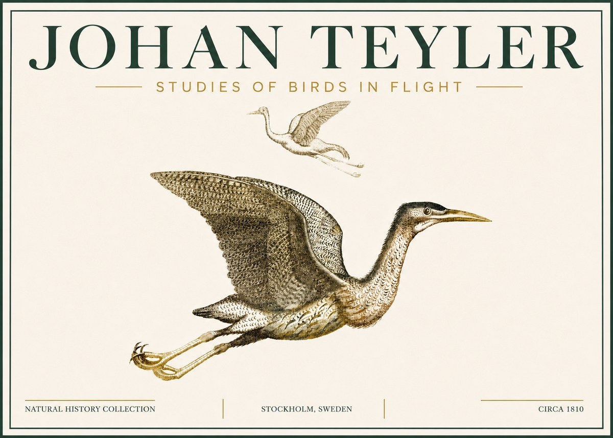 Johan Teyler Studies of Birds in Flight No6 - Plakat