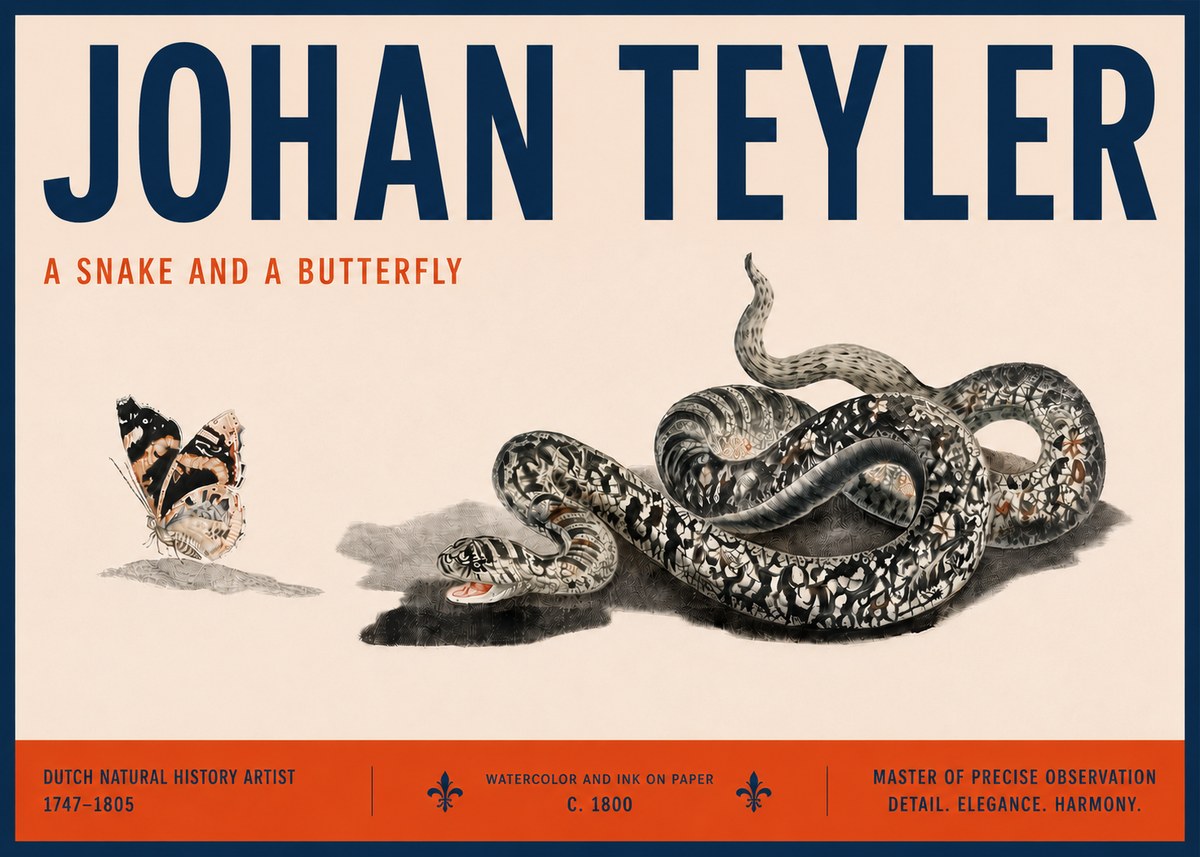 Johan Teyler Snake and Butterfly No6 - Plakat