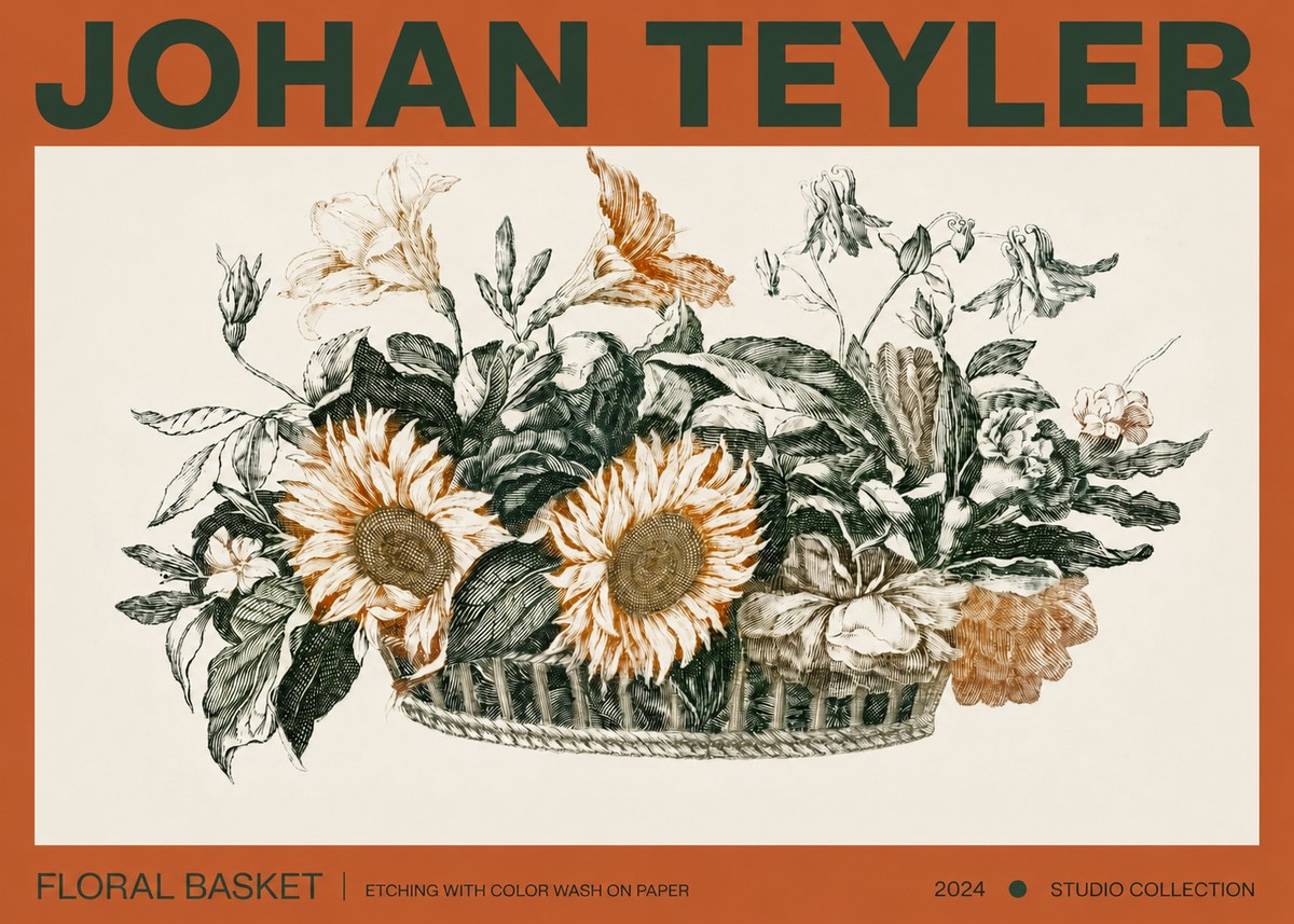 Johan Teyler Floral Basket No3 - Plakat