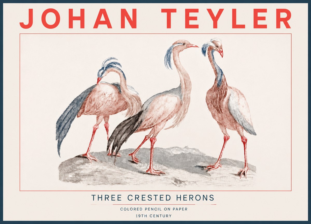 Johan Teyler Three Crested Herons No4 - Plakat