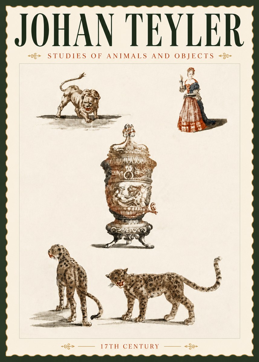 Johan Teyler Studies of Animals and Objects No5 - Plakat