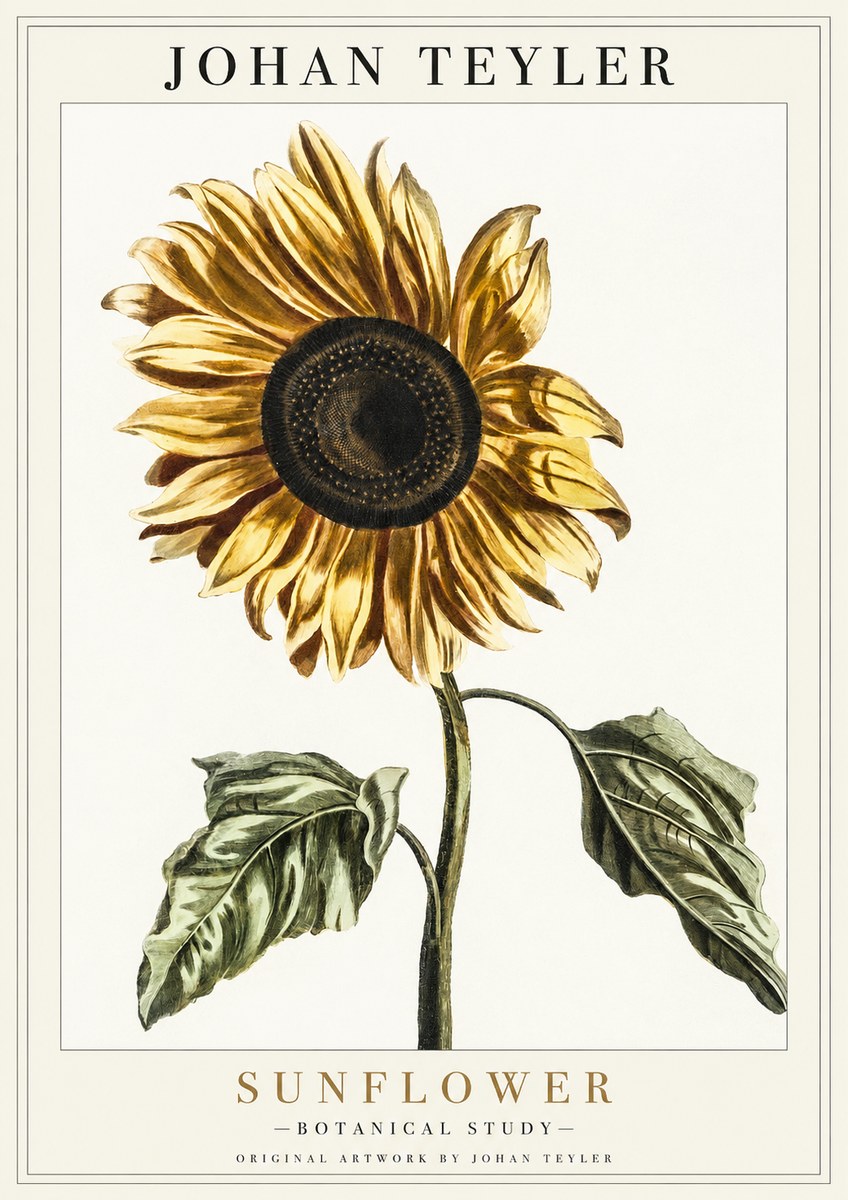 Johan Teyler Sunflower - Botanical Study No1 - Plakat