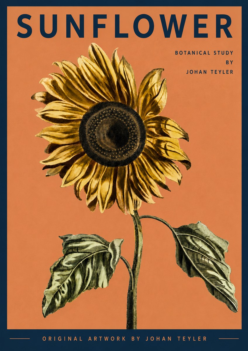 Johan Teyler Sunflower - Botanical Study No3 - Plakat