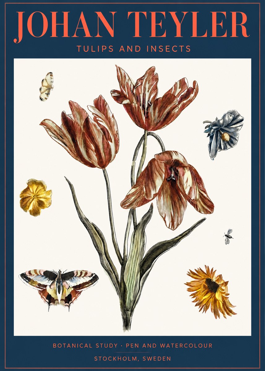 Johan Teyler Tulips and Insects No2 - Plakat