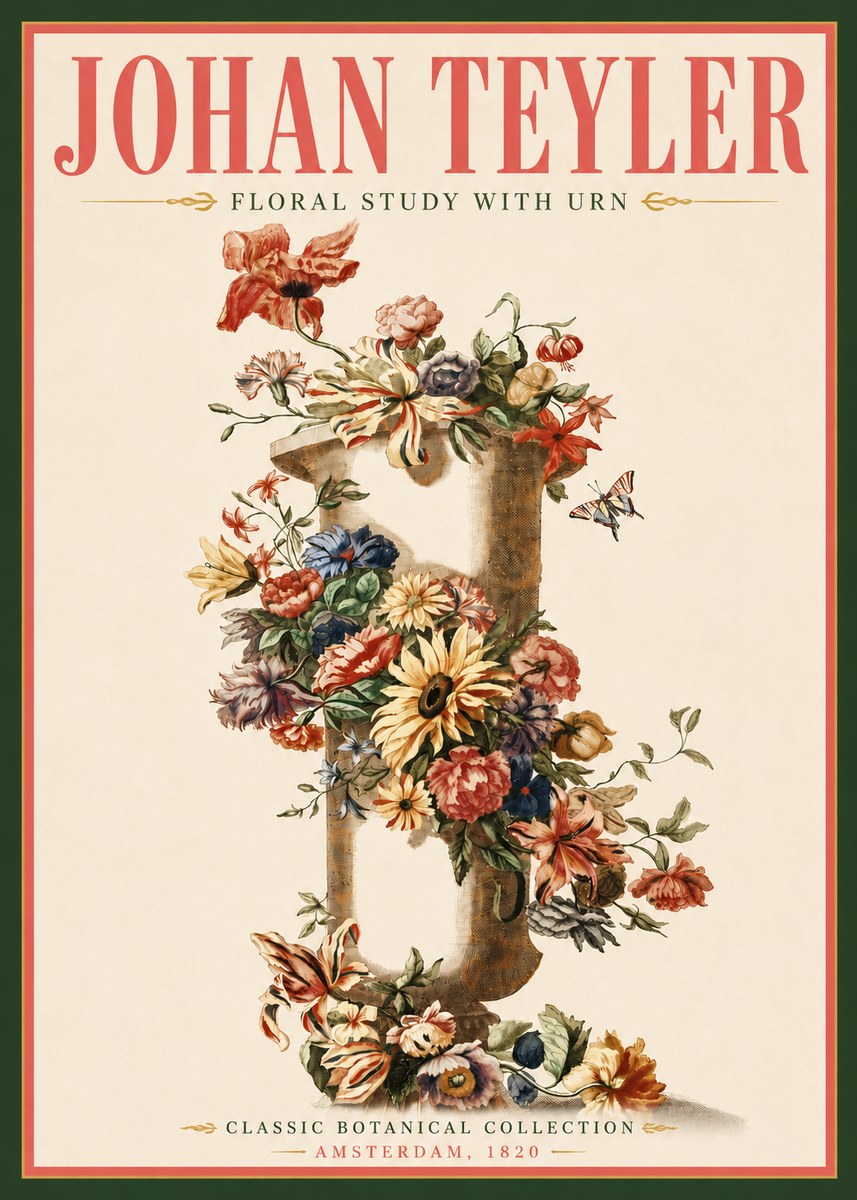 Johan Teyler Floral Study with Urn No5 - Plakat