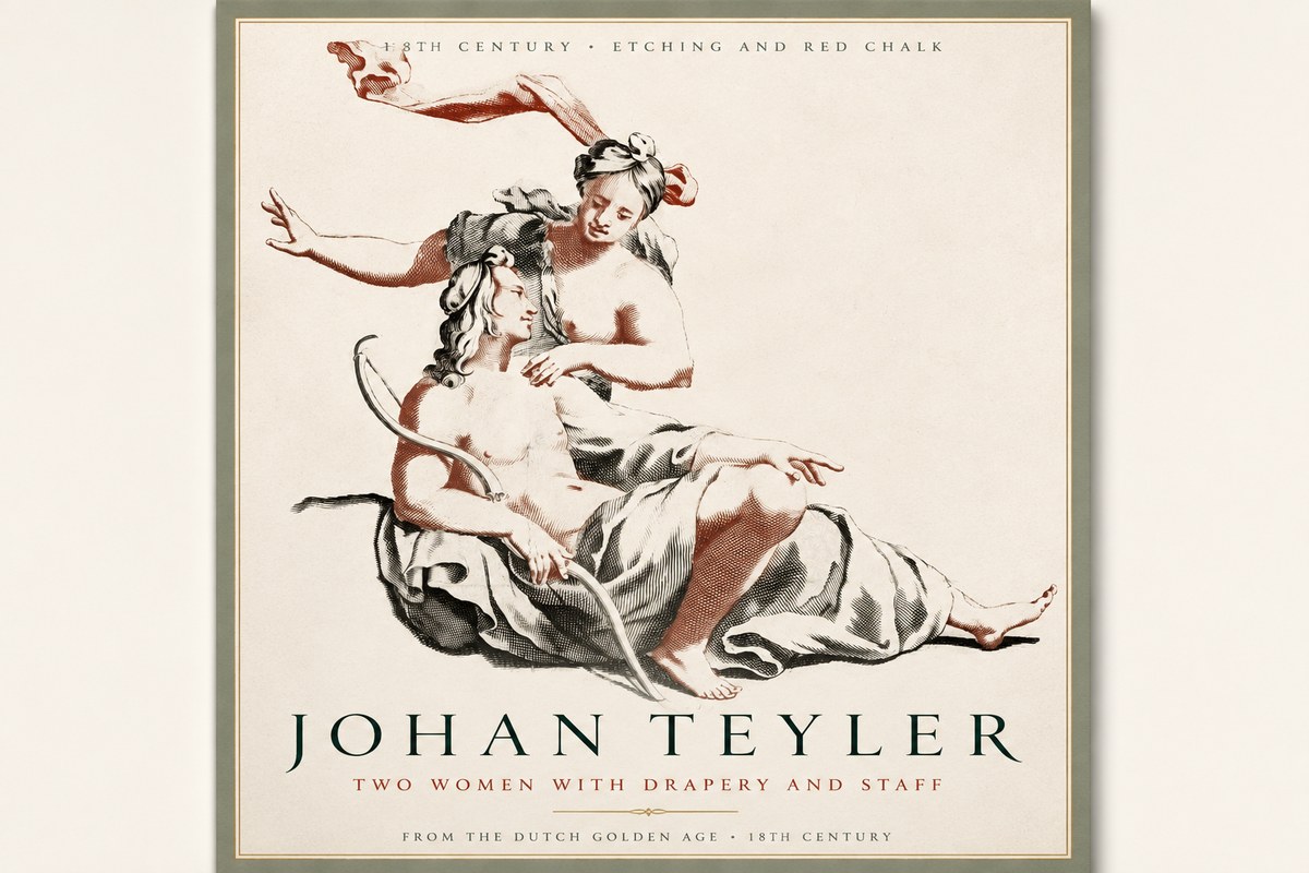Johan Teyler Two Women with Drapery and Staff No3 - Plakat