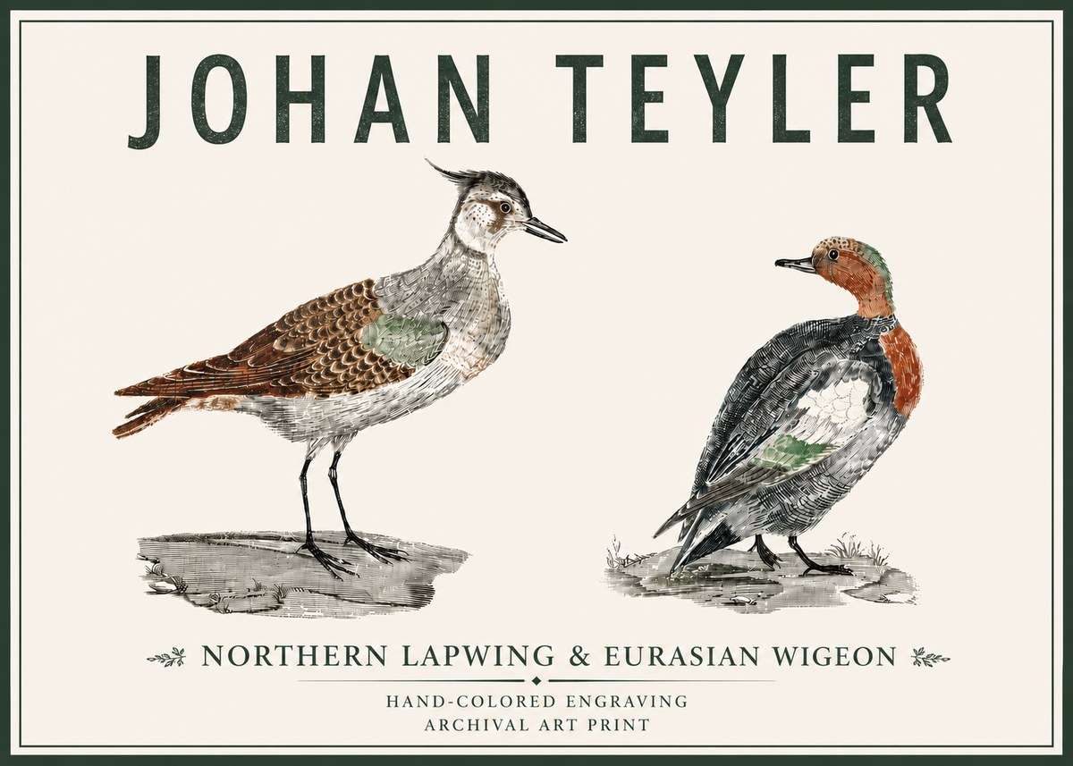 Johan Teyler Northern Lapwing & Eurasian Wigeon No5 - Plakat