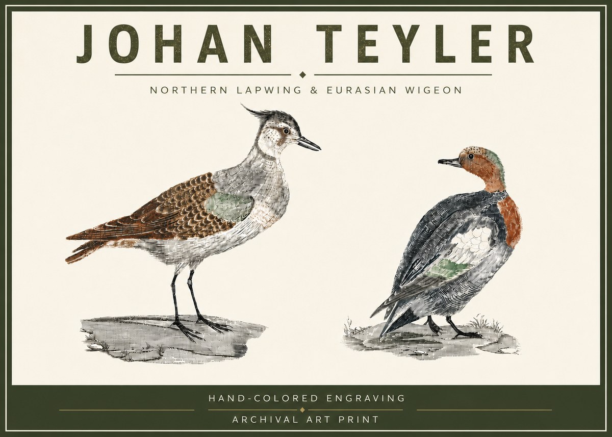 Johan Teyler Northern Lapwing & Eurasian Wigeon No6 - Plakat