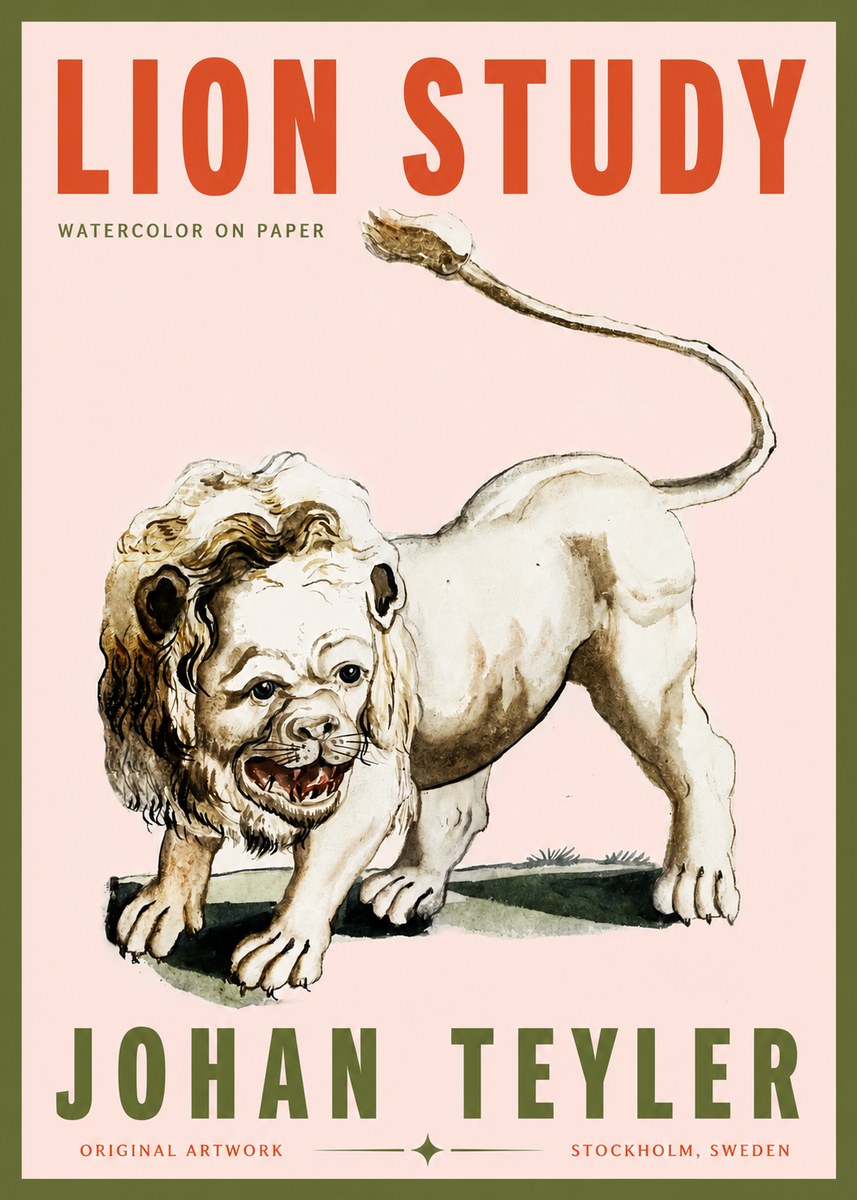 Johan Teyler Lion Study No3 - Plakat