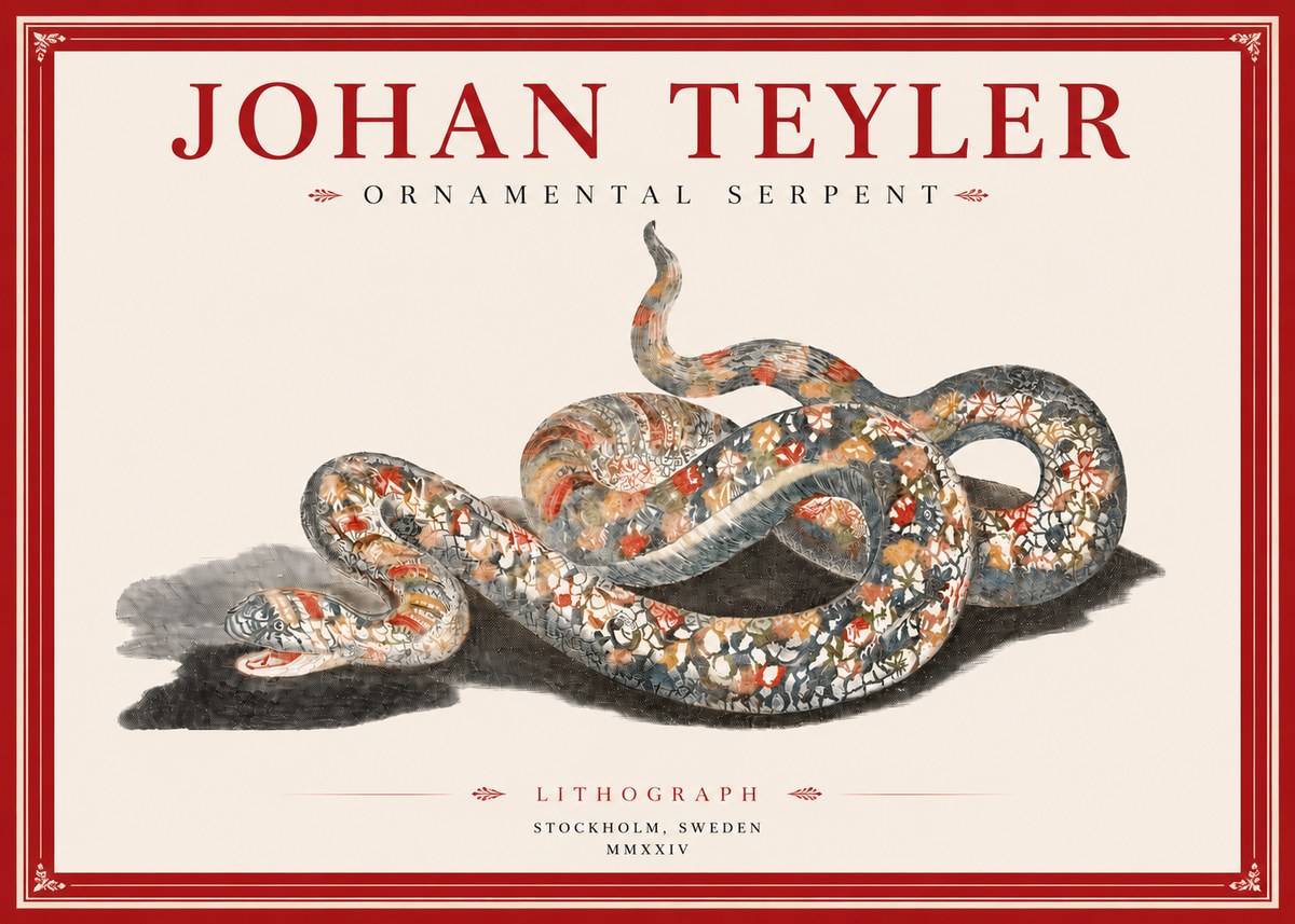 Johan Teyler Ornamental Serpent No3 - Plakat