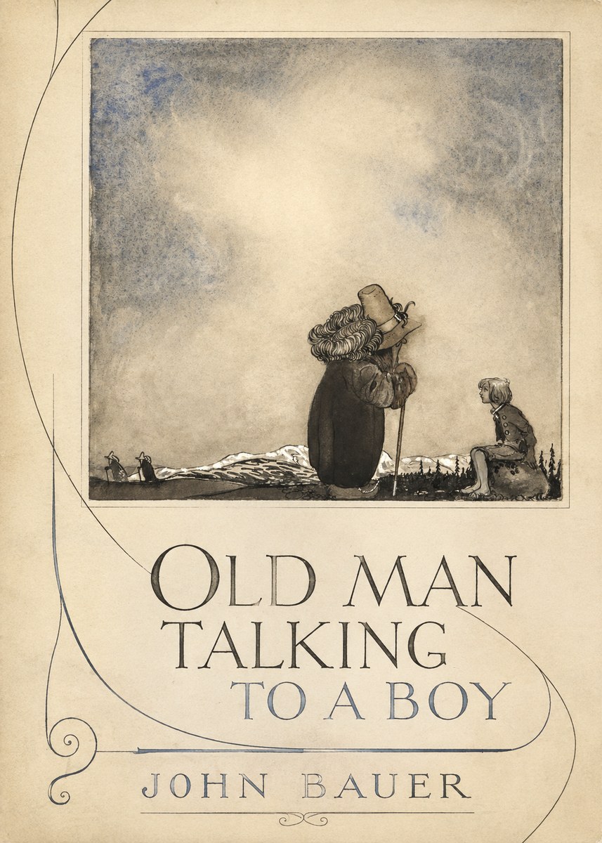 John Bauer Old Man Talking to a Boy No5 - Plakat