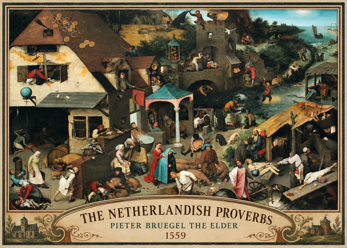 Pieter Bruegel The Netherlandish Proverbs II No4 - Plakat