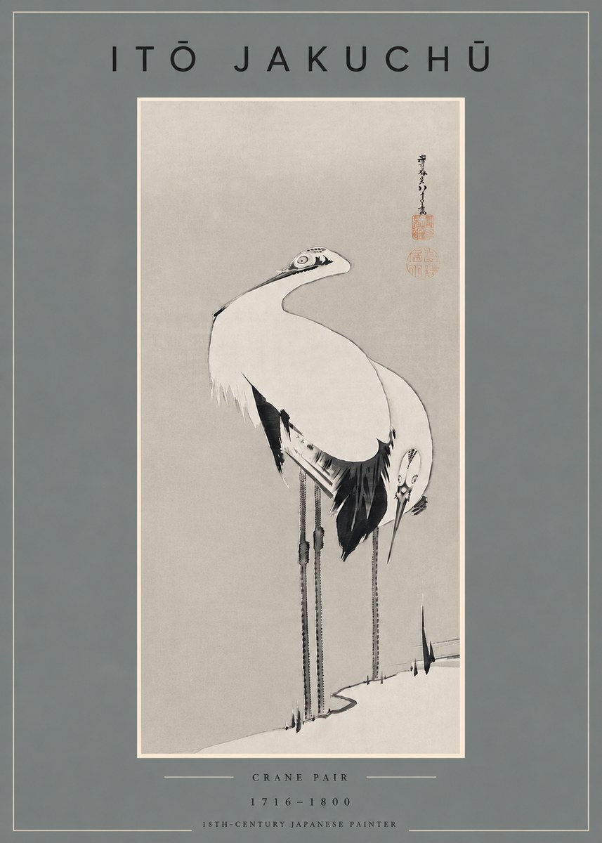 Itō Jakuchū Crane Pair No4 - Plakat