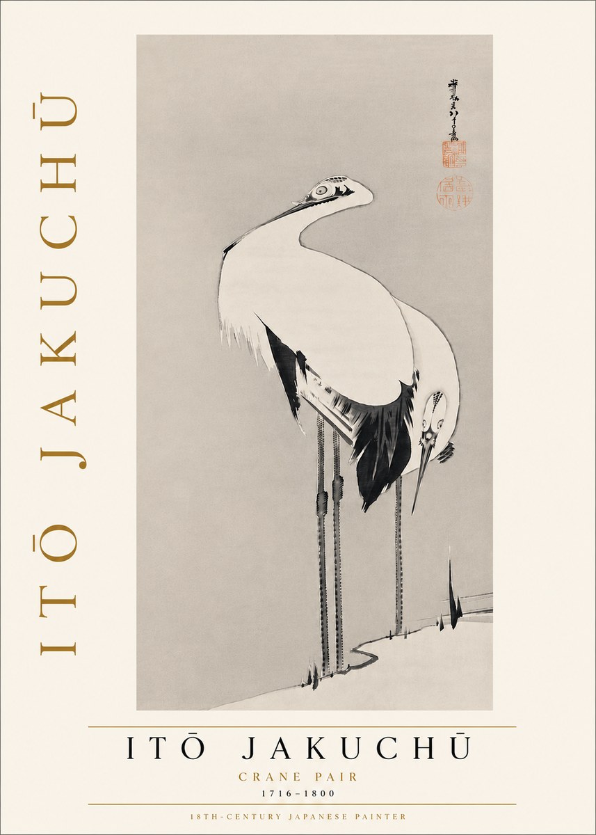 Itō Jakuchū Crane Pair No5 - Plakat