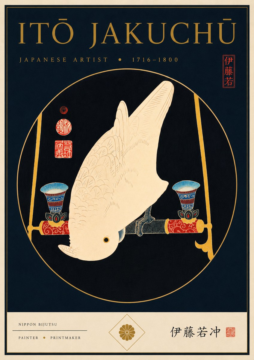 Itō Jakuchū White Cockatoo No8 - Plakat