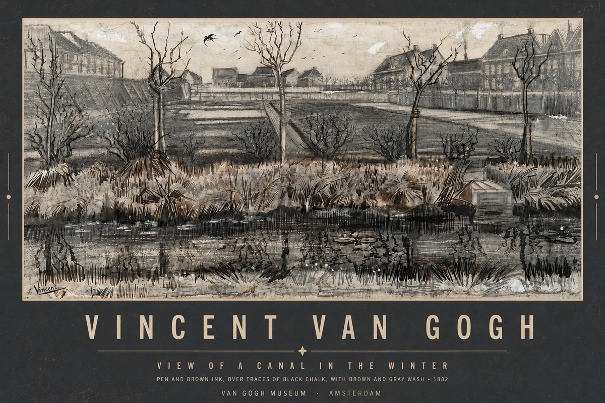 Van Gogh View of a Canal in the Winter No5 - Plakat