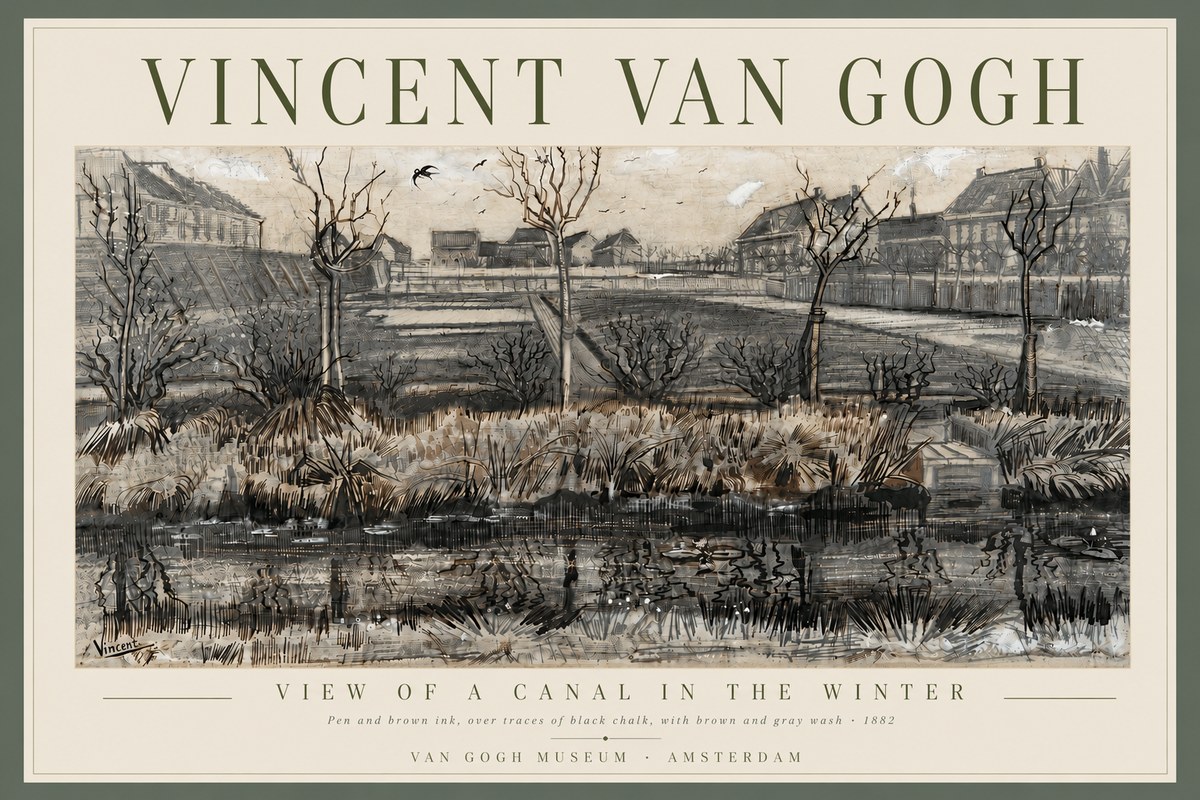 Van Gogh View of a Canal in the Winter No6 - Plakat