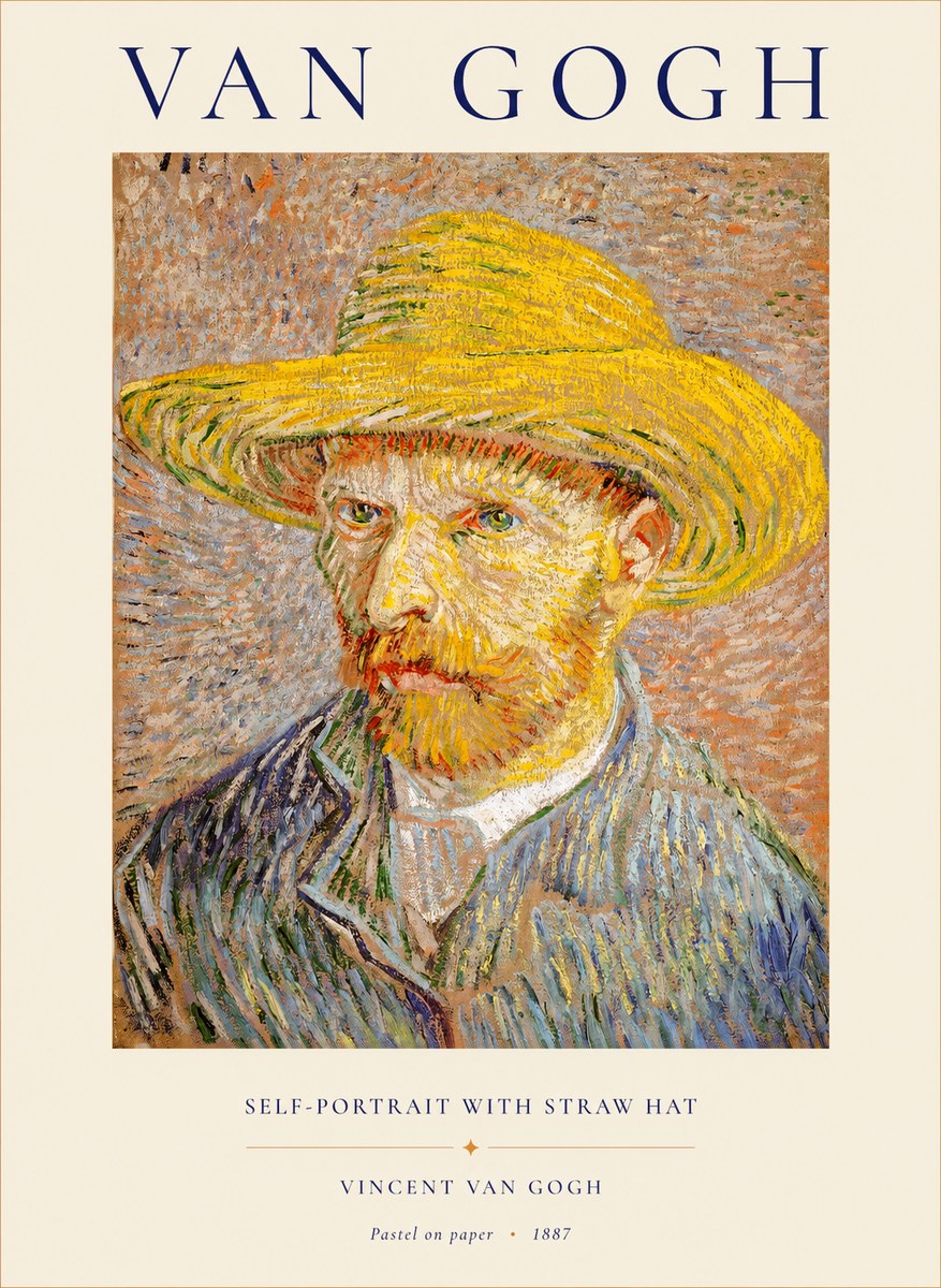Van Gogh Self-portrait with Straw Hat I No1 - Plakat