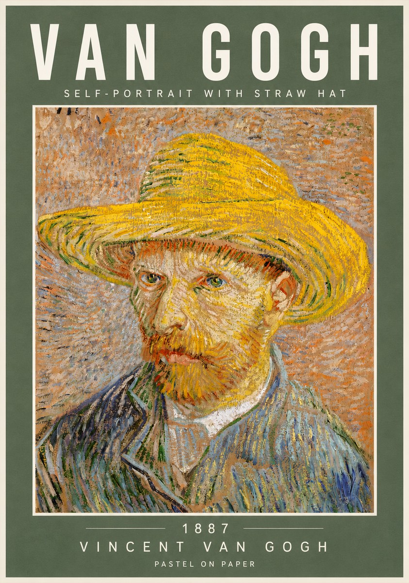 Van Gogh Self-portrait with Straw Hat I No5 - Plakat