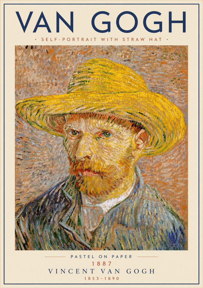 Van Gogh Self-portrait with Straw Hat I No6 - Plakat