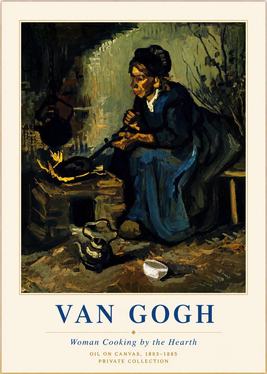 Van Gogh Woman Cooking by the Hearth No3 - Plakat